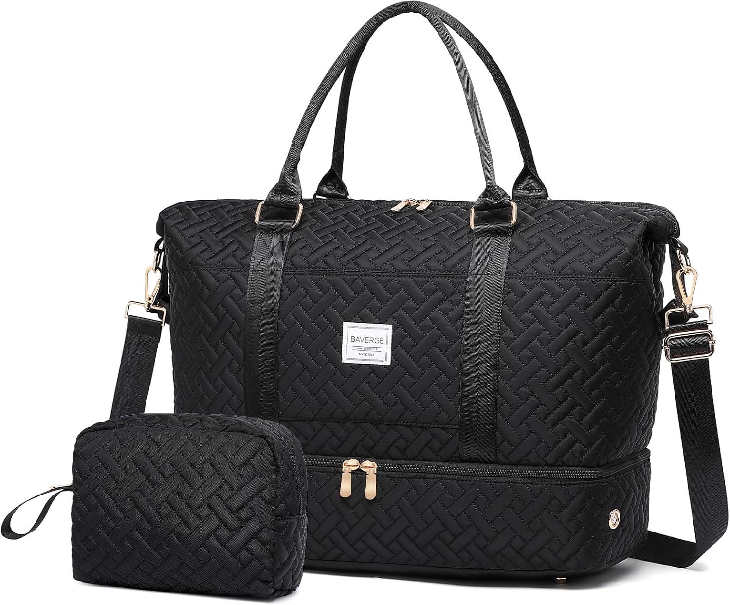 Travel Duffle Bag with Shoe Compartment for Women - Beige