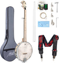 AKLOT 5 String Banjo Full Size Open Back - Bright Maple Tone