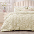 BEDELITE Beige Queen Comforter Set - Boho Pintuck Bedding, Lightweight
