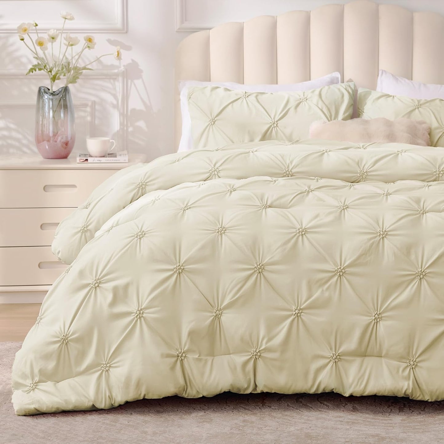 BEDELITE Beige Queen Comforter Set - Lightweight Boho Bedding