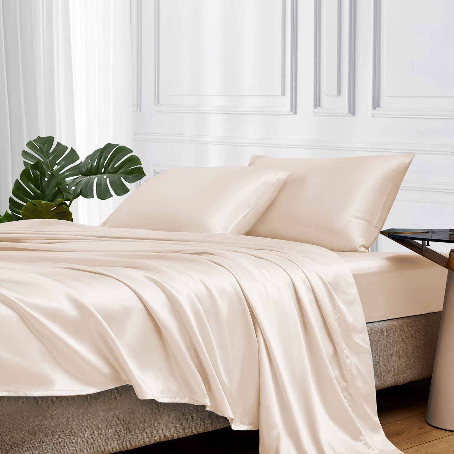 California King Satin Bed Sheets Set for Luxurious Comfort