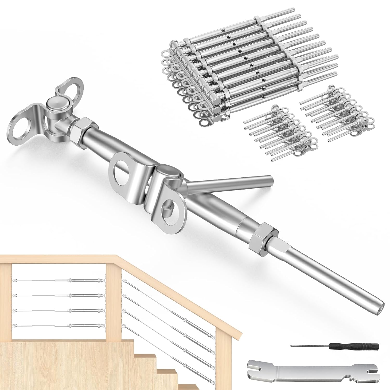 BLIKA 25 Pairs 1/8in Cable Railing Kit for Decks and Stairs