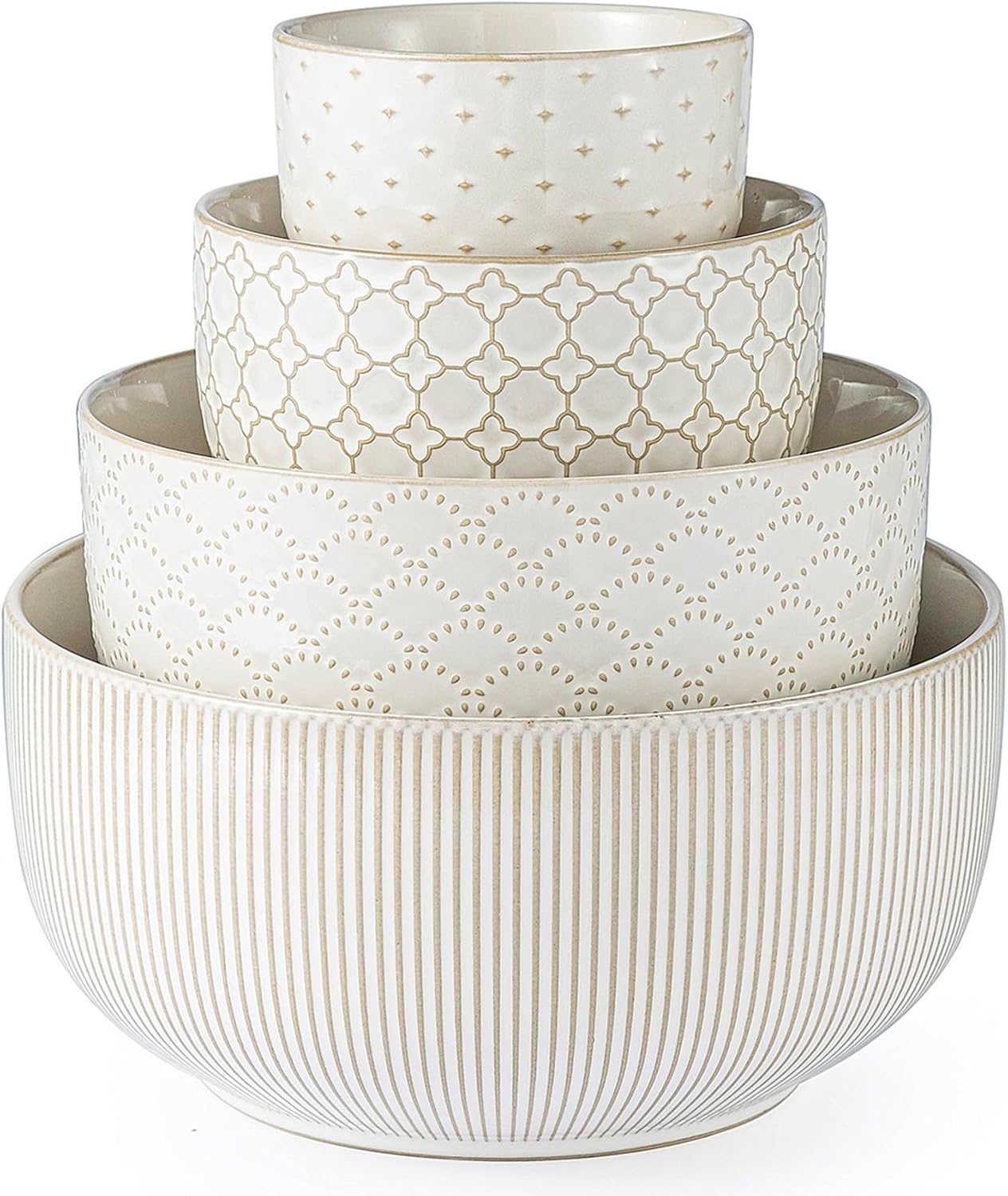 Mikiegy Ceramic Mixing Bowls Set of 4 for Cooking and Serving
