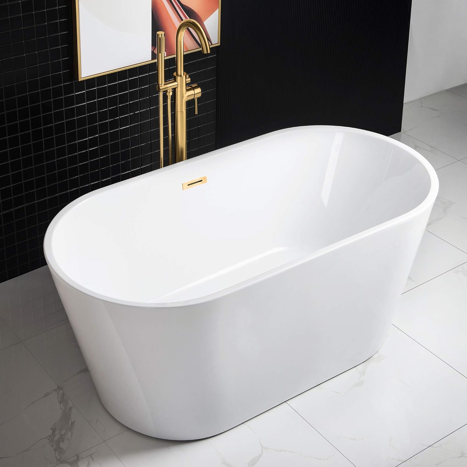 WOODBRIDGE 59in Acrylic Freestanding Bathtub for Luxurious Soaking