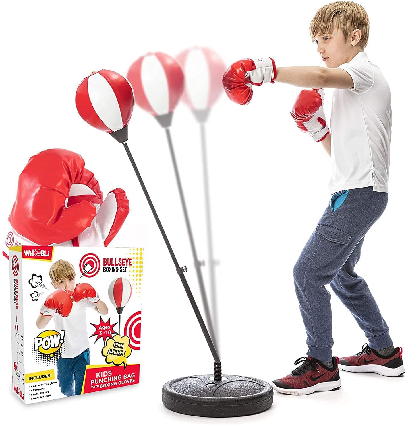 Kids Punching Bag Set with Gloves | Adjustable Stand | Toy for Boys & Girls