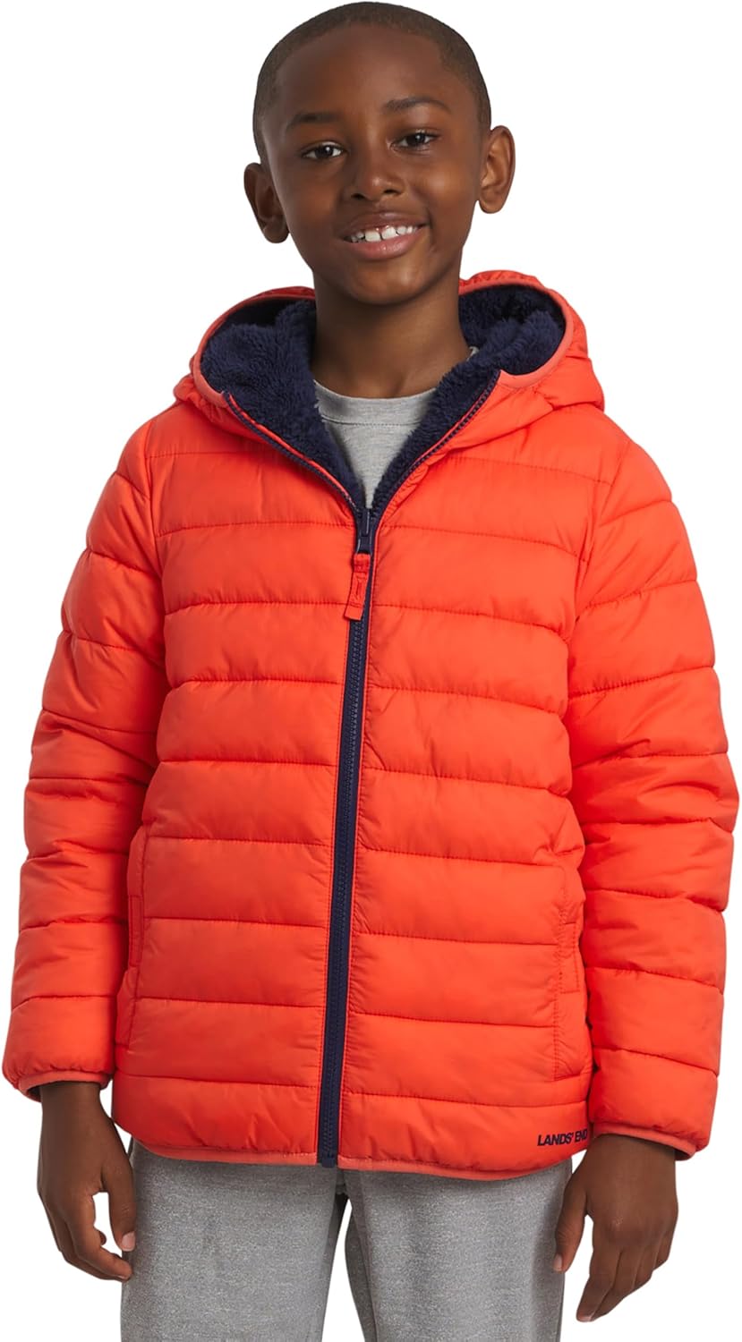 Lands' End Boys Reversible Faux Sherpa Lined Puffer Jacket Review