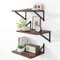 Deep Floating Shelves 12in Deep Set of 3 - Wide Walnut Wall Shelves
