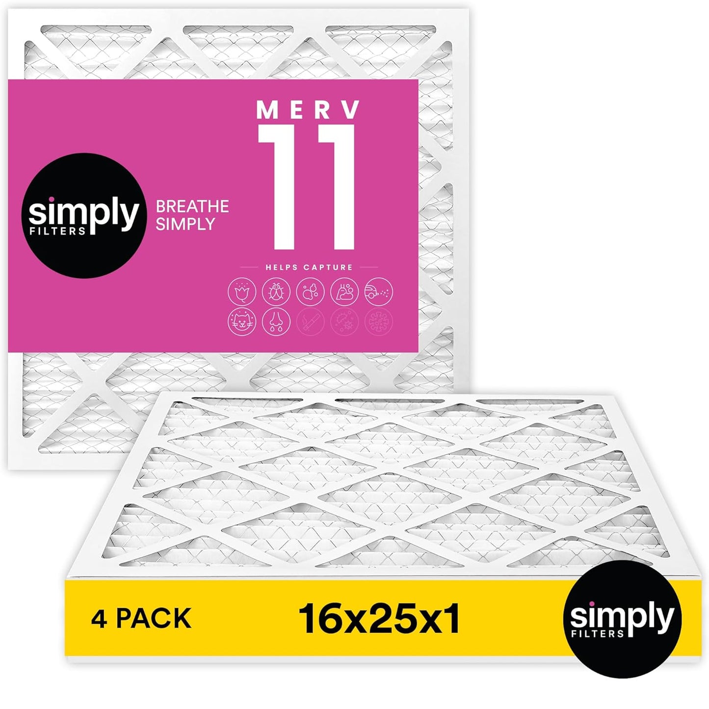 Simply 16x25x1 Air Filter Merv 11 for Home AC & HVAC Systems