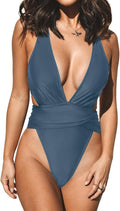 One Piece Swimsuit for Women Cut Out Cross Back Tie - Flattering Shoes