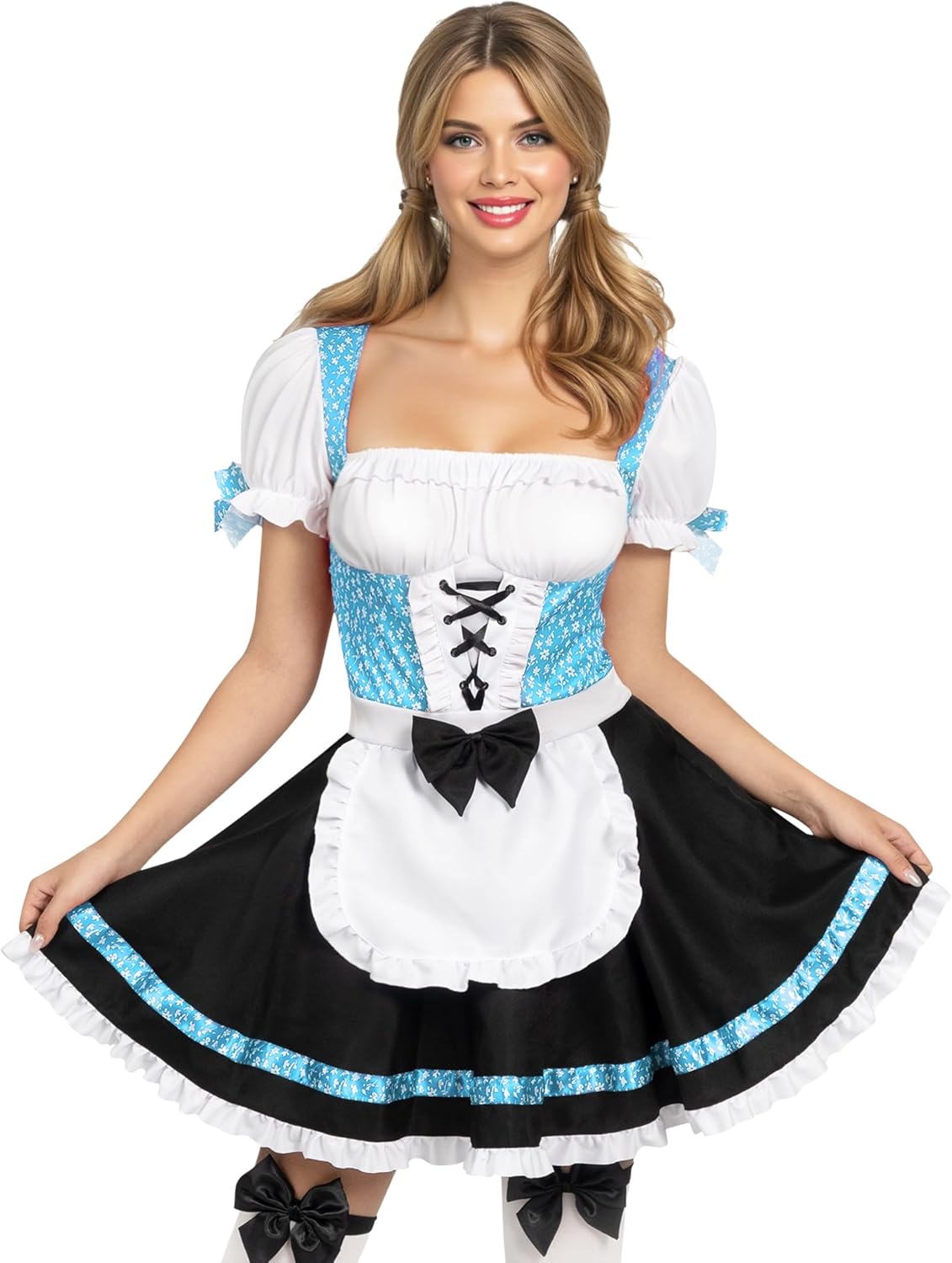 Oktoberfest Costume for Women - Dirndl Dress & Stockings Set