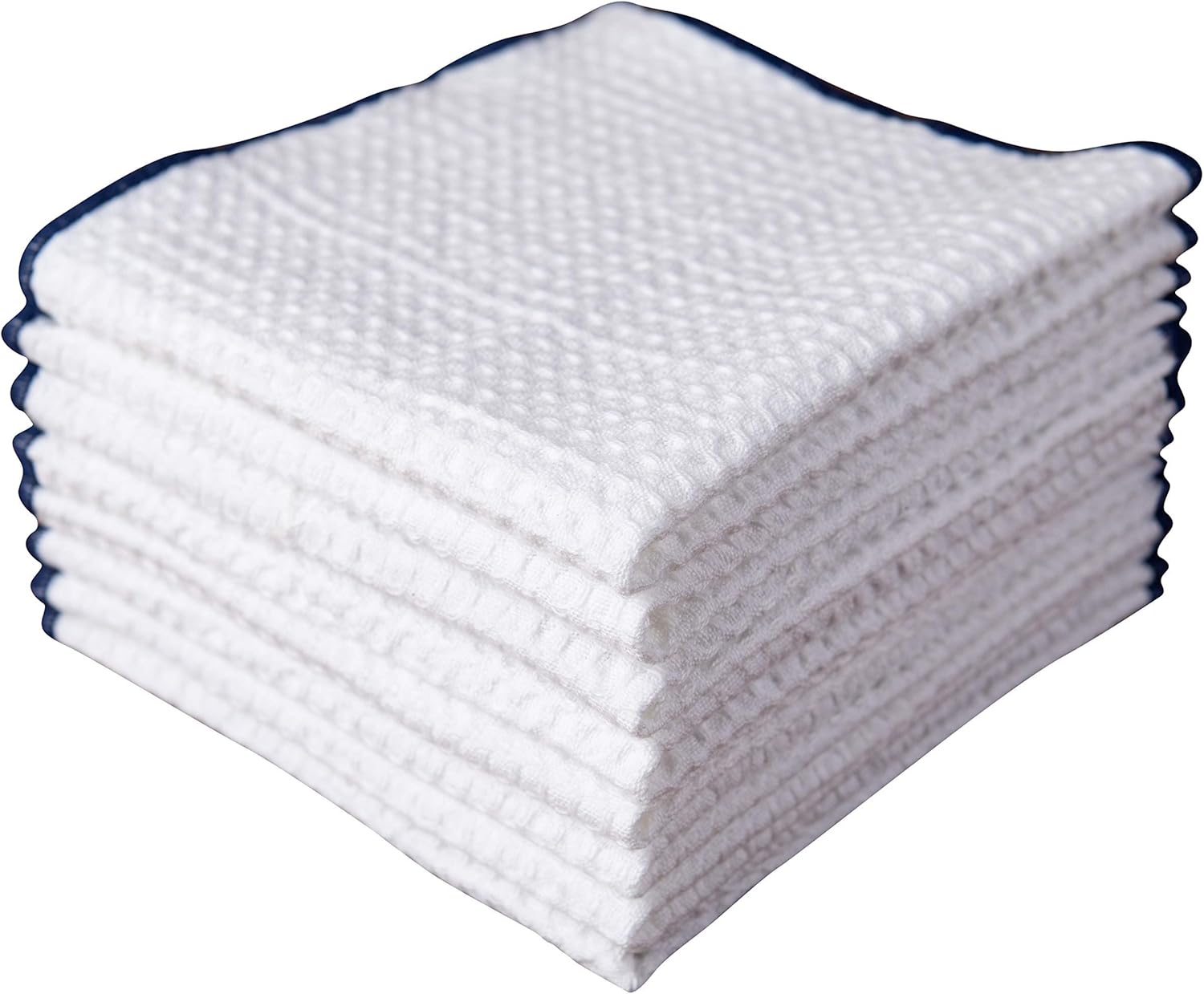 White Cotton Waffle Kitchen Towels Set of 8 - Absorbent & Bleach-Friendly by Sticky Toffee
