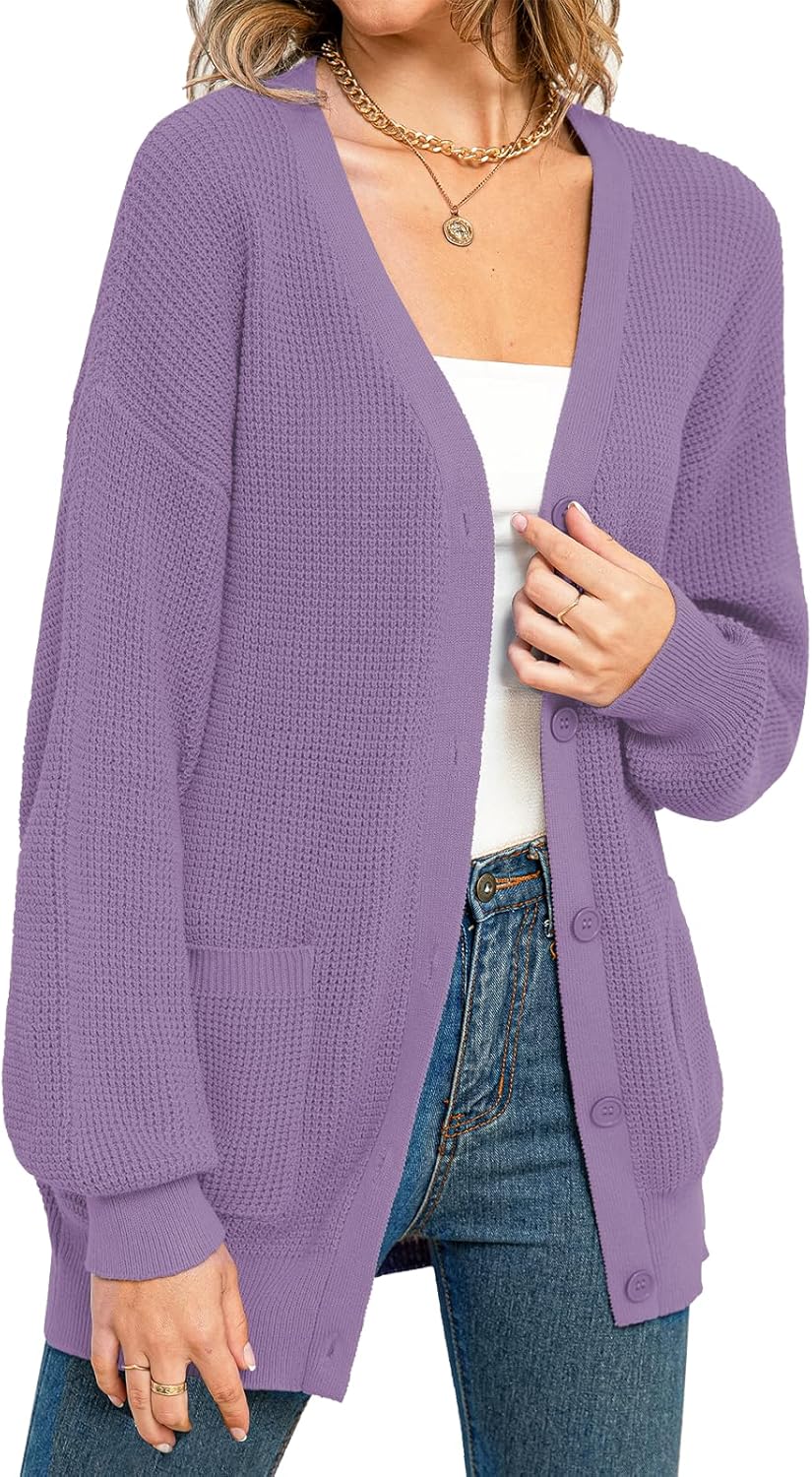 QUALFORT Women's 100% Cotton Cardigan Sweaters for Fall 2025