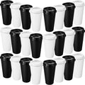 Reusable 16 oz Coffee Cups 45 Pack - Bulk Black & White Set