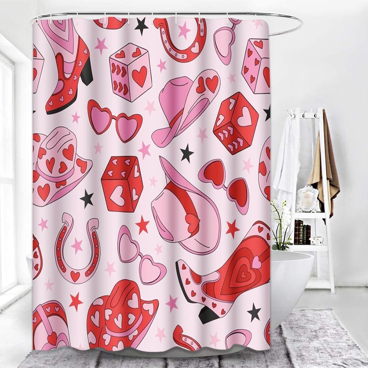 Retro Cowgirl Love Shower Curtain Set