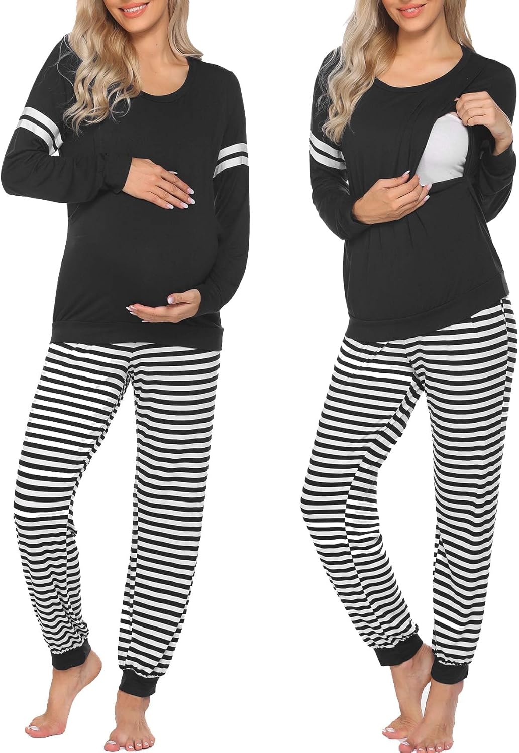 Ekouaer Maternity Pajama Set for Nursing and Breastfeeding Moms