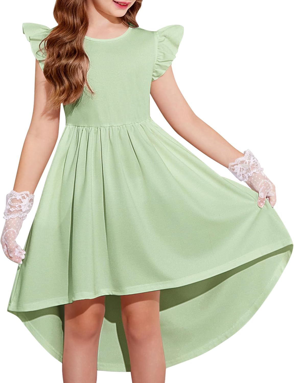 Arshiner Girls Summer Dress with Flutter Sleeves for Parties