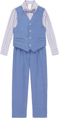 Boys Formal 4-Piece Suit Set with Vest, Shirt and Tie - Tailored Look