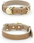 Milan Vegan Leather Dog Collar - Beige Large, Padded Comfort