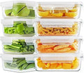Bayco 8 Pack 30oz Glass Food Storage Containers for Meal Prep