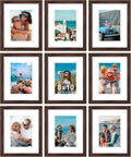 Vittanly 8x10 Picture Frames Set of 9 - Walnut for Wall or Tabletop