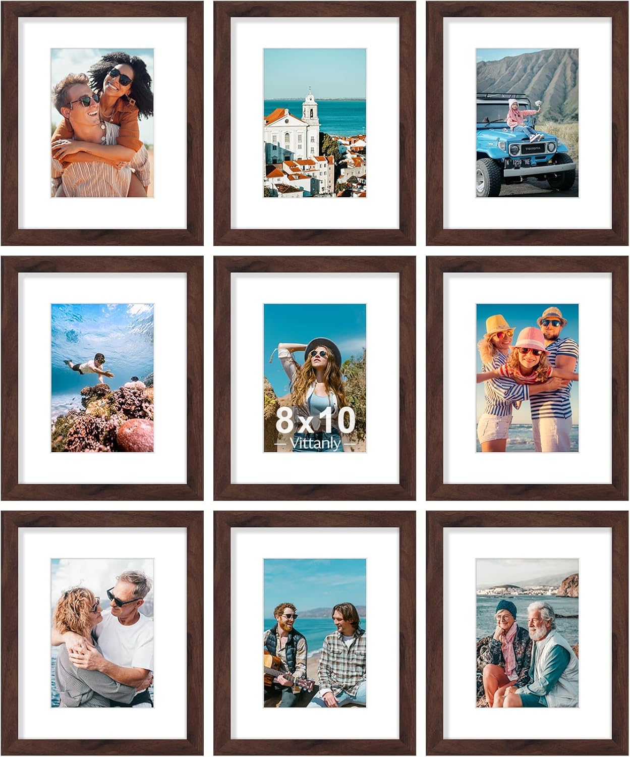 Vittanly 8x10 Picture Frames Set of 9 for Wall or Tabletop