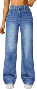 Trendy Queen Jeans for Women Wide Straight Leg High Waisted