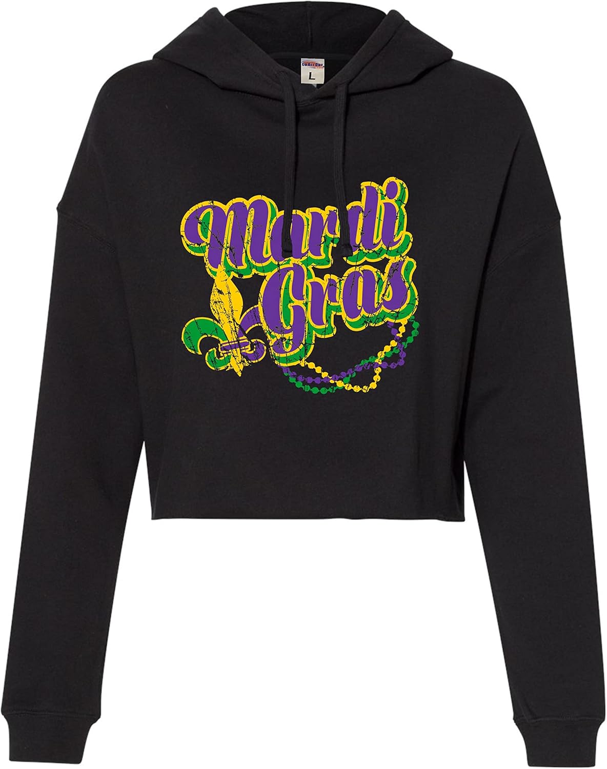 Mardi Gras Fleur De Lis Crop Hoodie