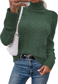 Women Turtleneck Cable Knit Sweater - Slim Fit Long Sleeve Top