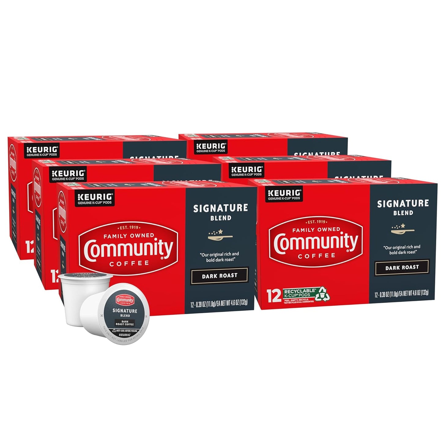 Community Coffee Signature Blend 72 Count Pods for Keurig - Bold Dark Roast