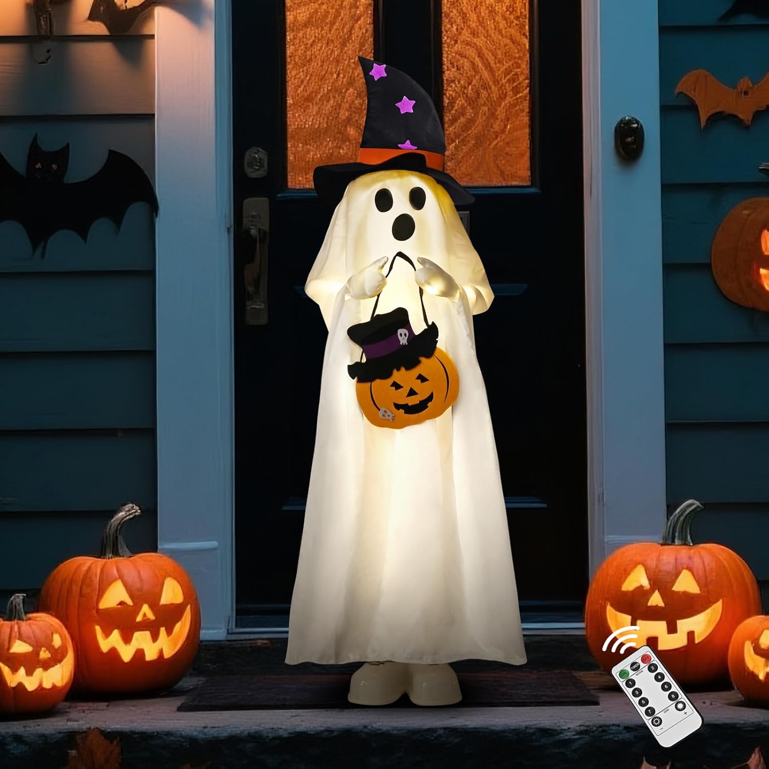 38in Light Up Ghost Halloween Decorations for Indoor and Outdoor