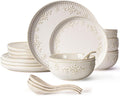 Artena Plates And Bowls Sets 16-Piece Dinnerware Set - Embossed White