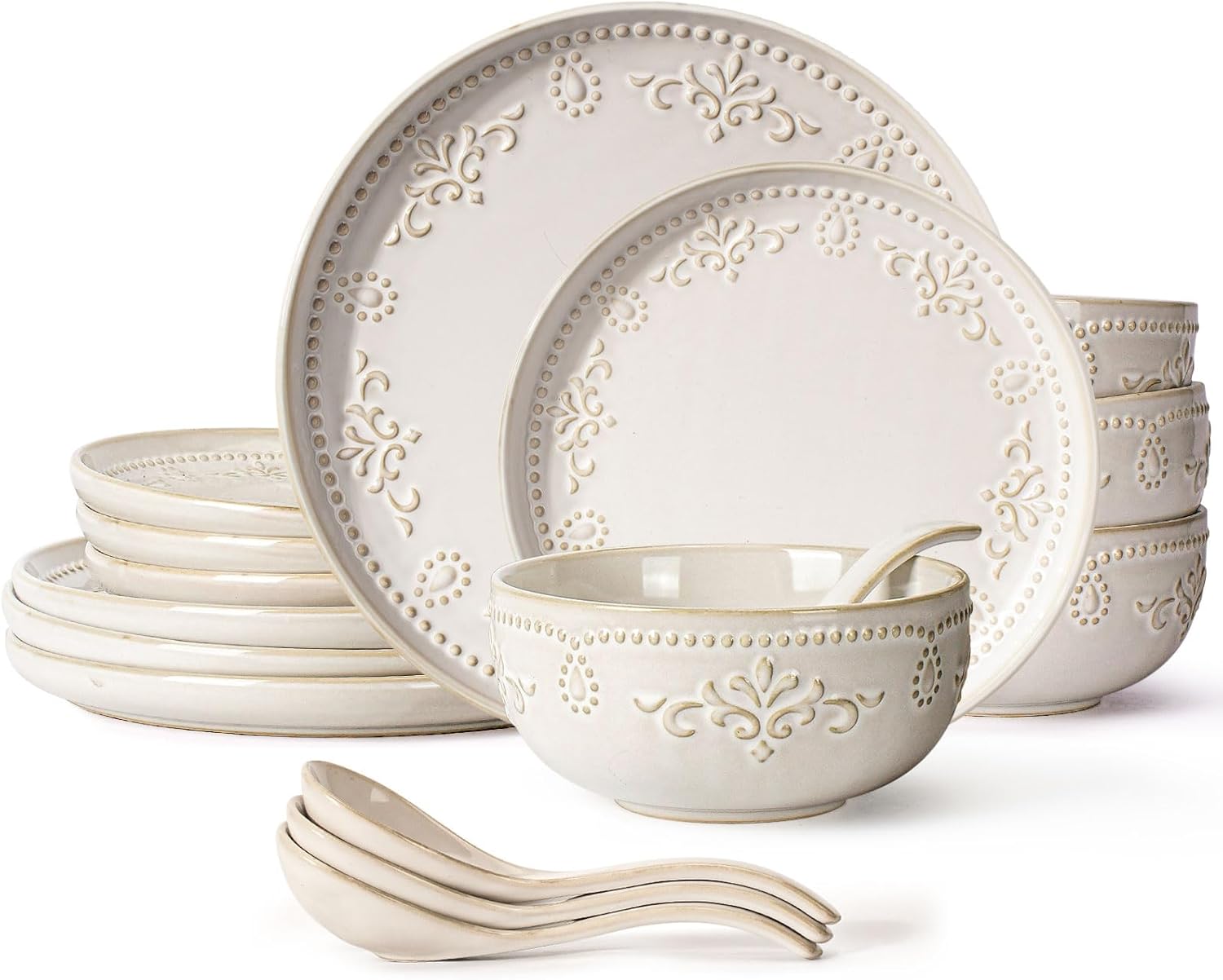 Artena 16 Pieces Dinnerware Set for 4 - Elegant Ceramic Dish Set