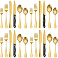 Elegant Gold Flatware Set for 4 - 24-Piece Stainless Steel Cutlery