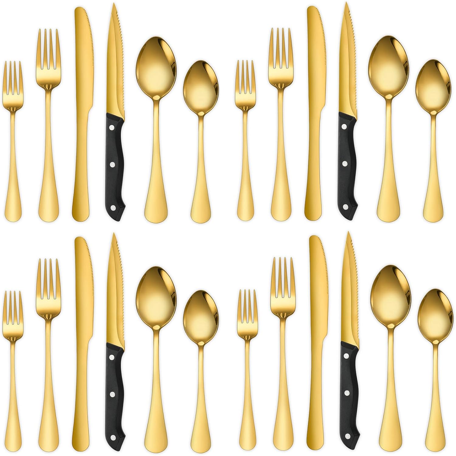 Elegant Gold Flatware Set for 4 - 24-Piece Stainless Steel Cutlery