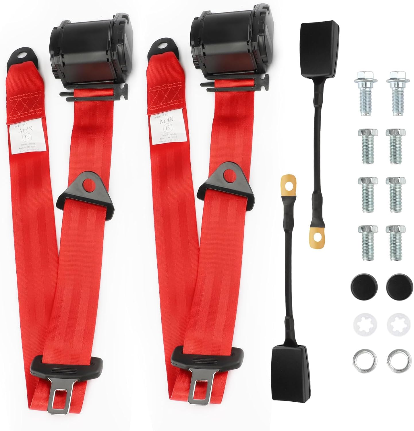 2PCS Universal 3Point Retractable Adjustable Belts for Golf Cart