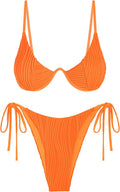 Ribbed Two Piece Bikini Set - Flattering High Cut Swimwear ZAFUL