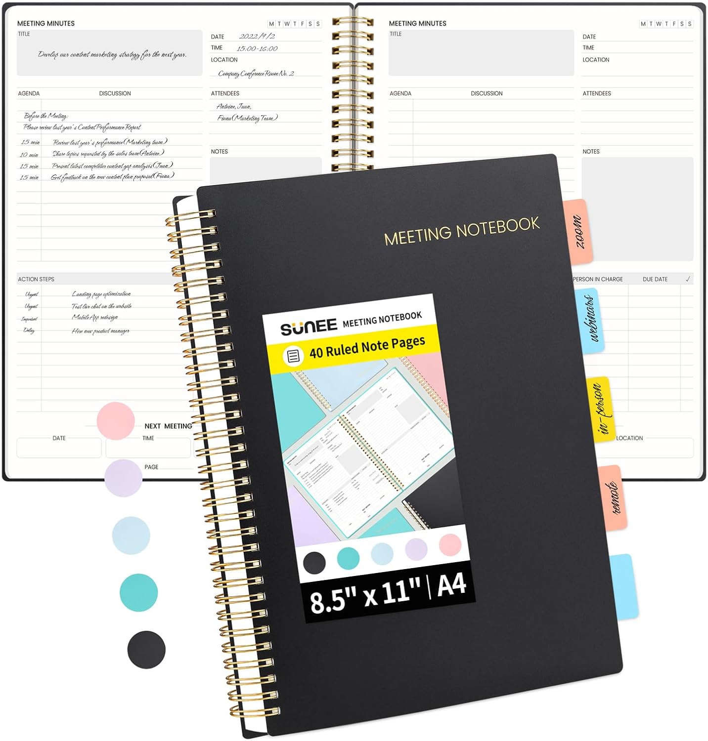 SUNEE A4 Meeting Notebook - Plan & Organize Effortlessly!