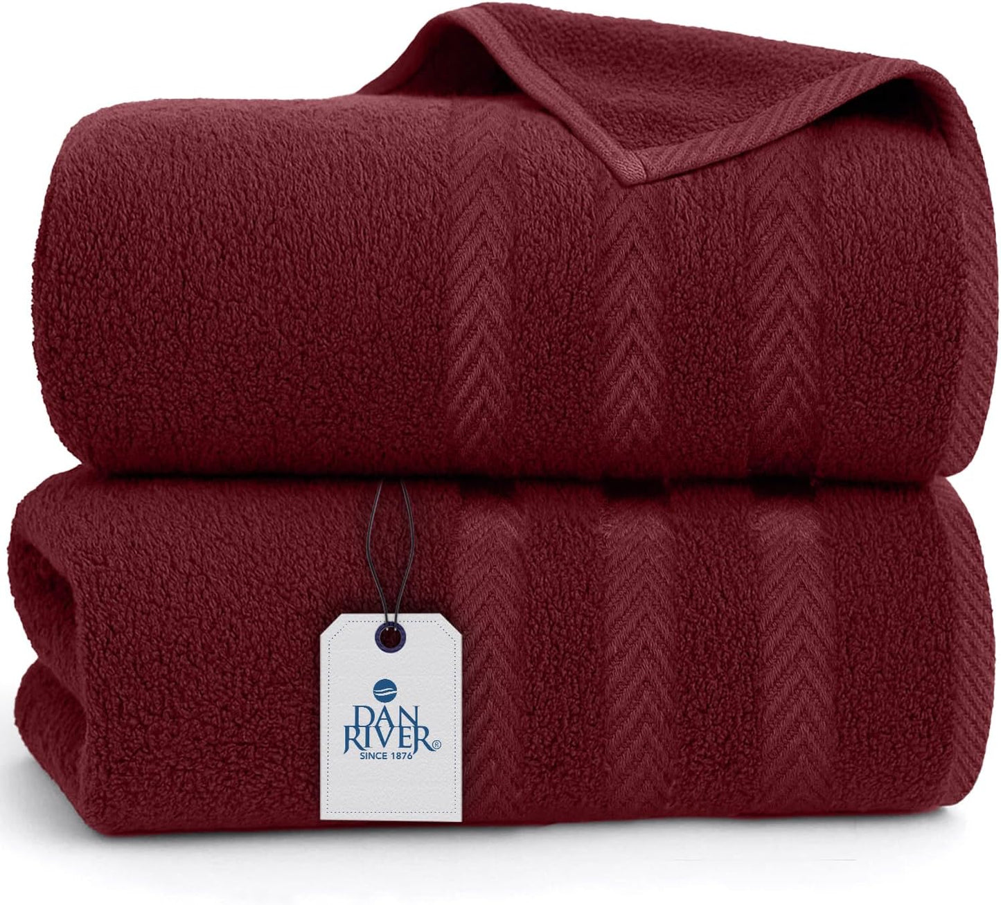 DAN RIVER Jumbo Bath Towels - Soft, Absorbent, Extra Large 35x70 in