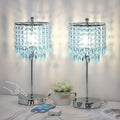 Crystal Table Lamp with Touch Control and Dual USB Ports - Teal