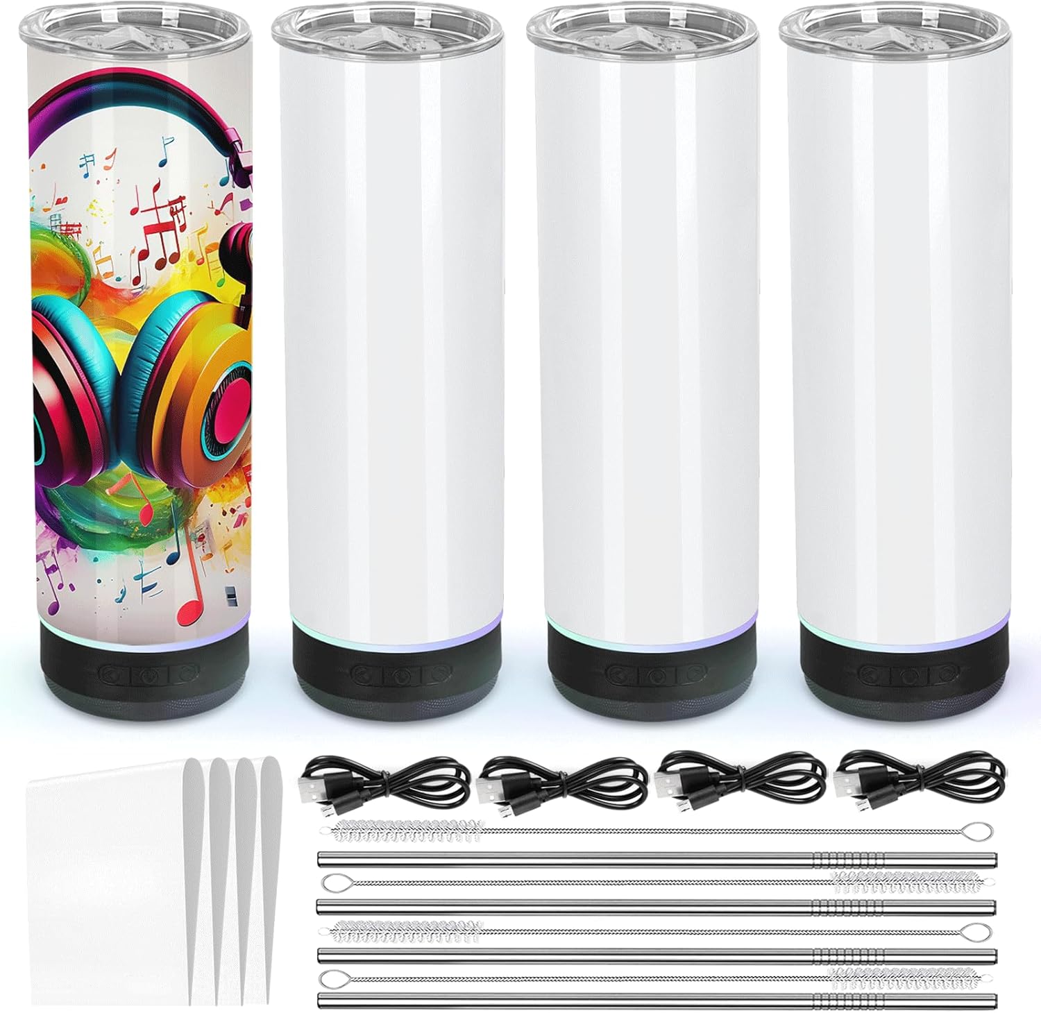 20 Oz Music Speaker Tumbler with LED Light and Sublimation Coating