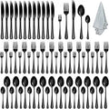 KONIGEEHRE 60 PCS Black Stainless Steel Flatware Set for 12 - Mirror