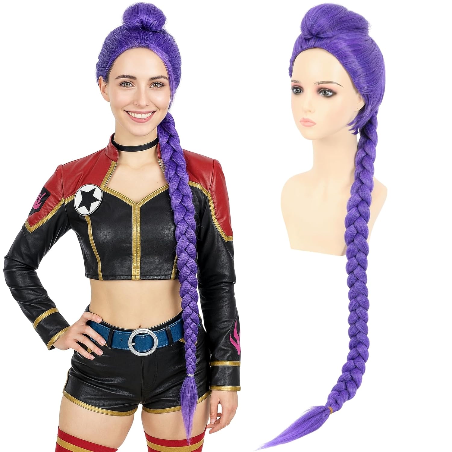 Morvally Womens 47 Inches Purple Long Braided Ponytail Wig Review