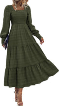 Fall Dresses for Women 2025 Wedding Guest Maxi Smocked Long Sleeve