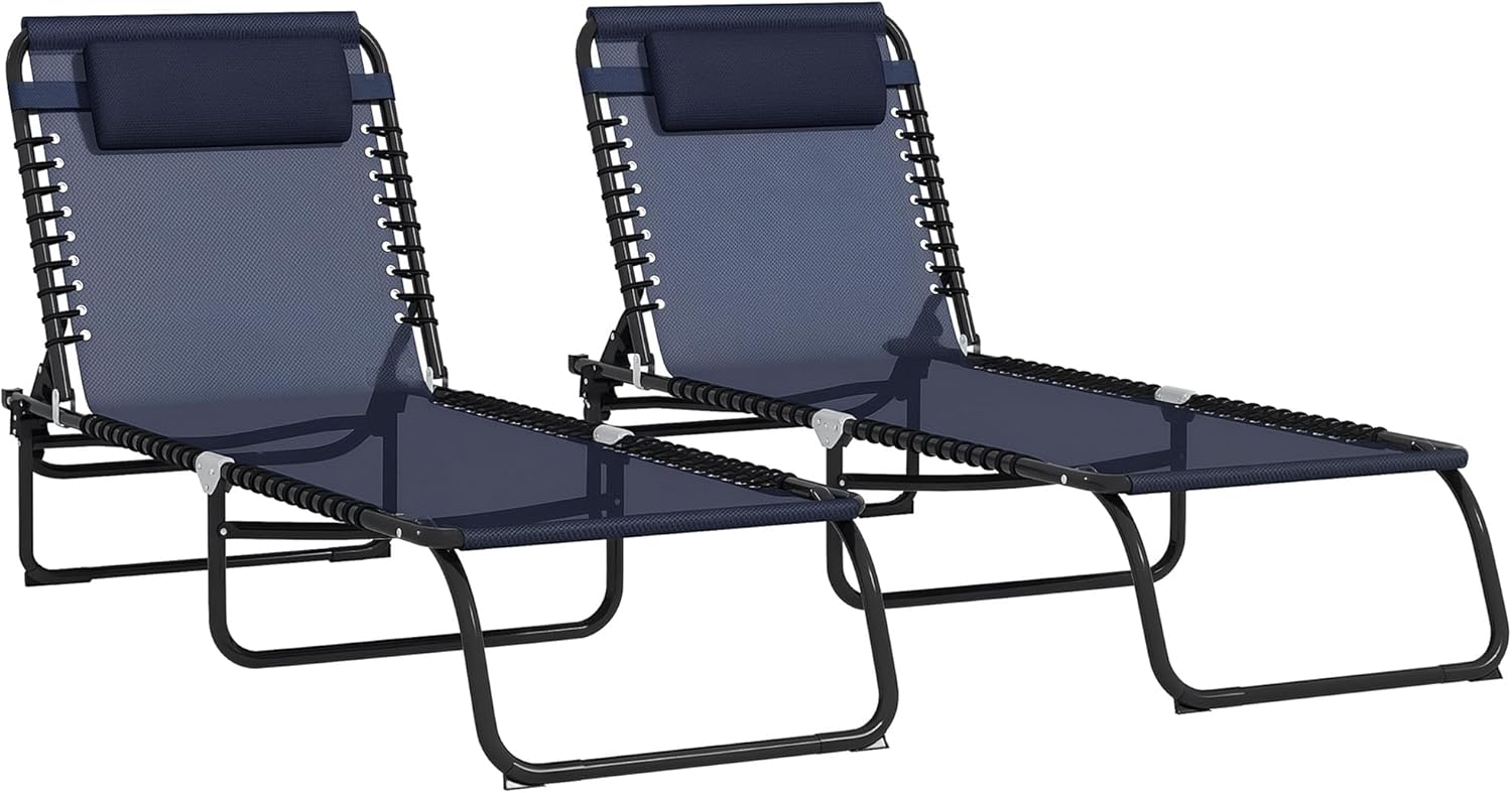 Outsunny Folding Chaise Lounge Chair Set for Outdoor Relaxation