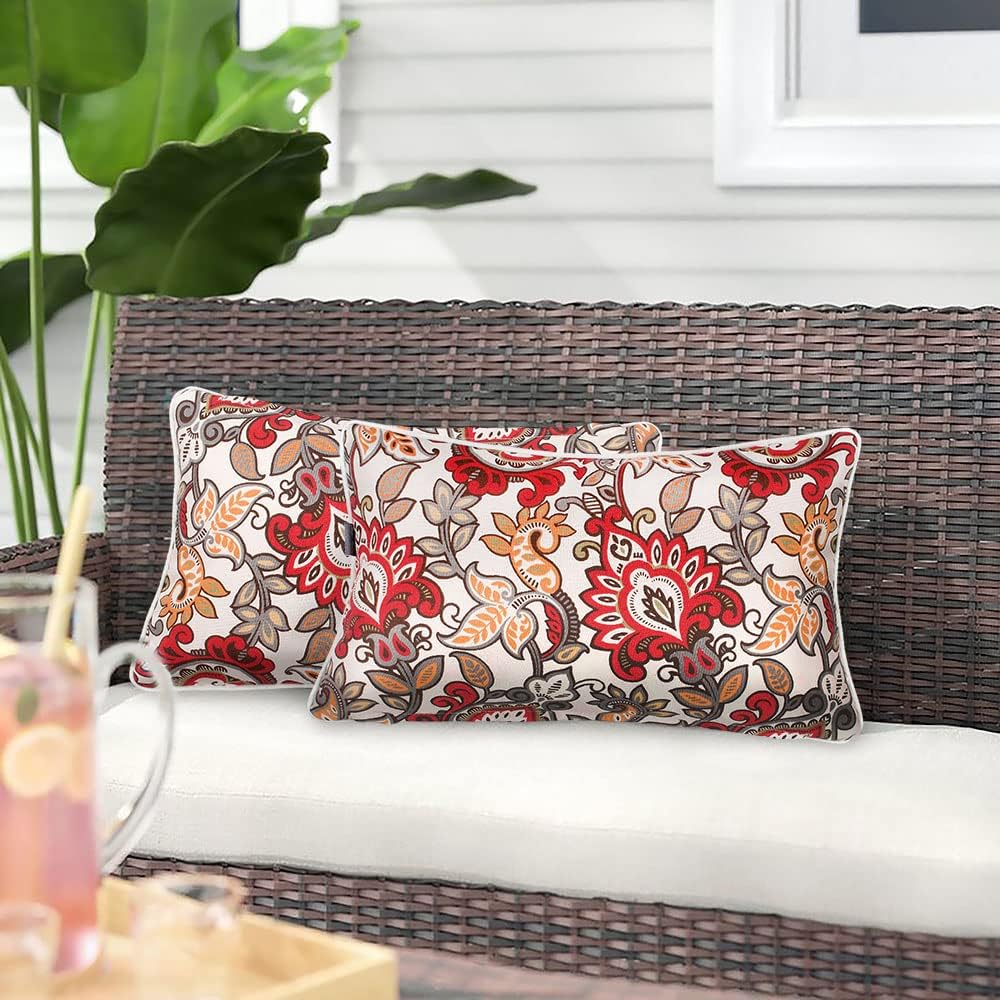 Pack of 2 Outdoor Waterproof Lumbar Rectangular Throw Pillows