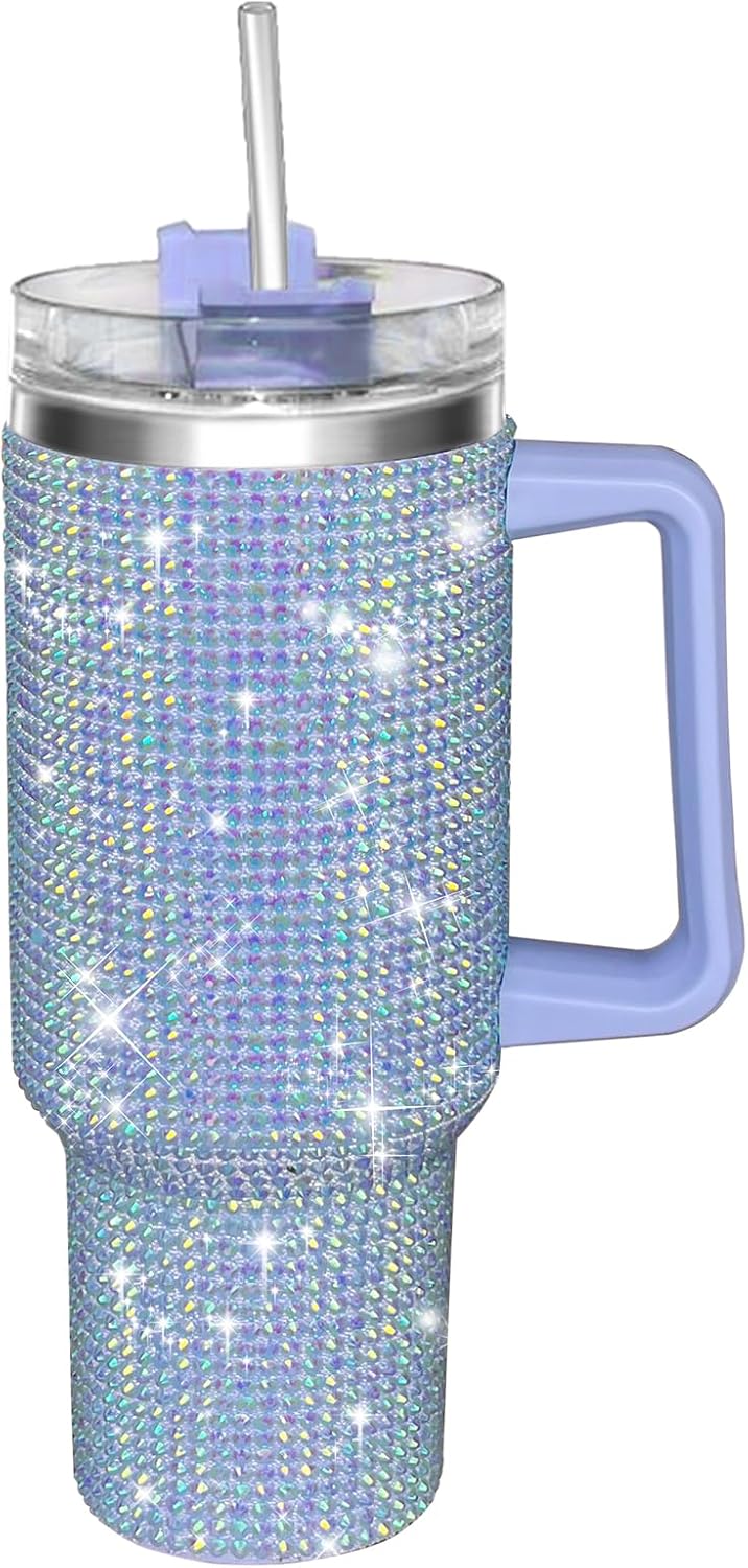 40oz Glitter Rhinestones Tumbler with Handle for Women Gifts