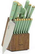 Lockton 16 Piece High Carbon Stainless Steel Knife Block Set - Sage
