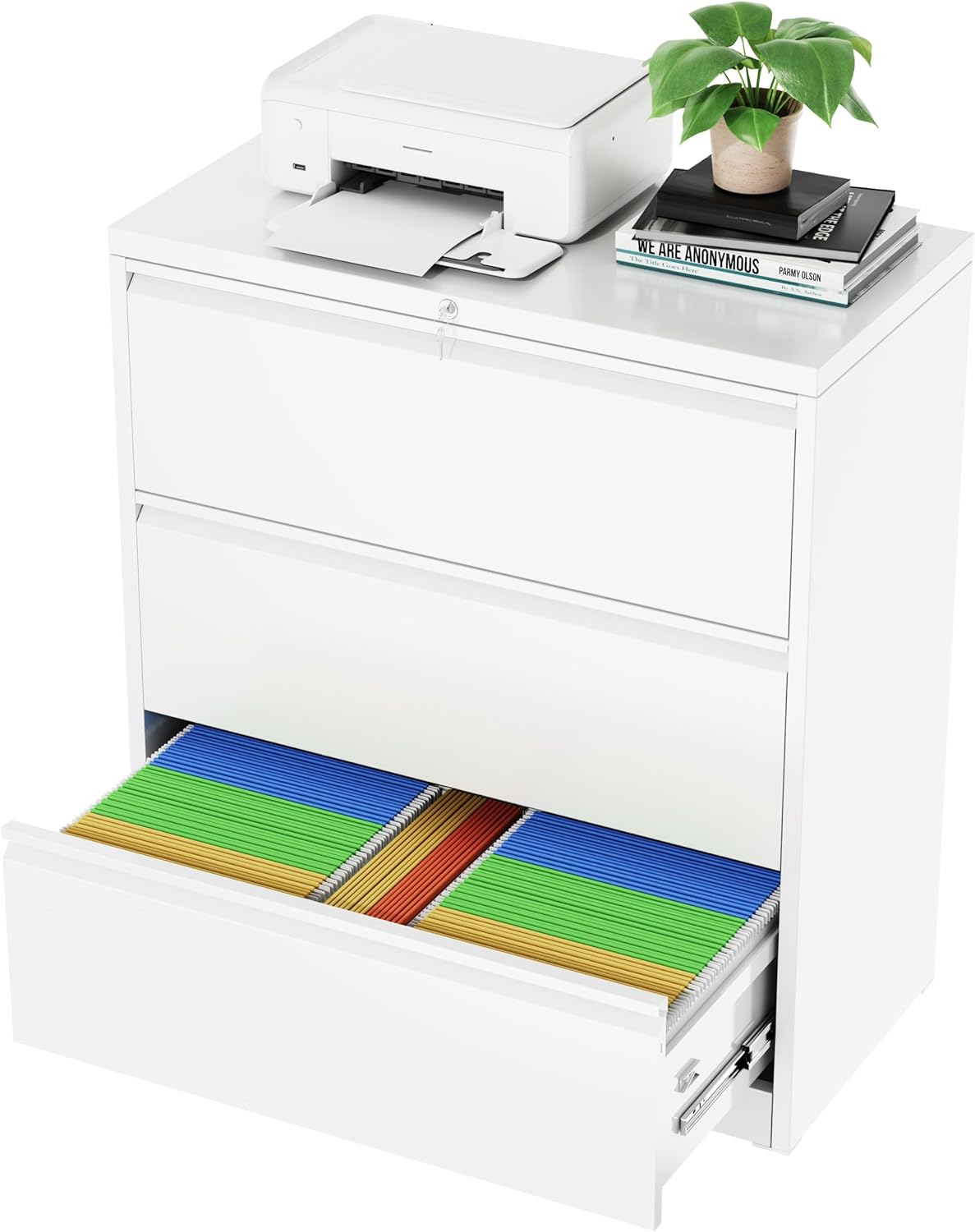 Greenvelly 3 Drawer Lateral File Cabinet for Home Office Use