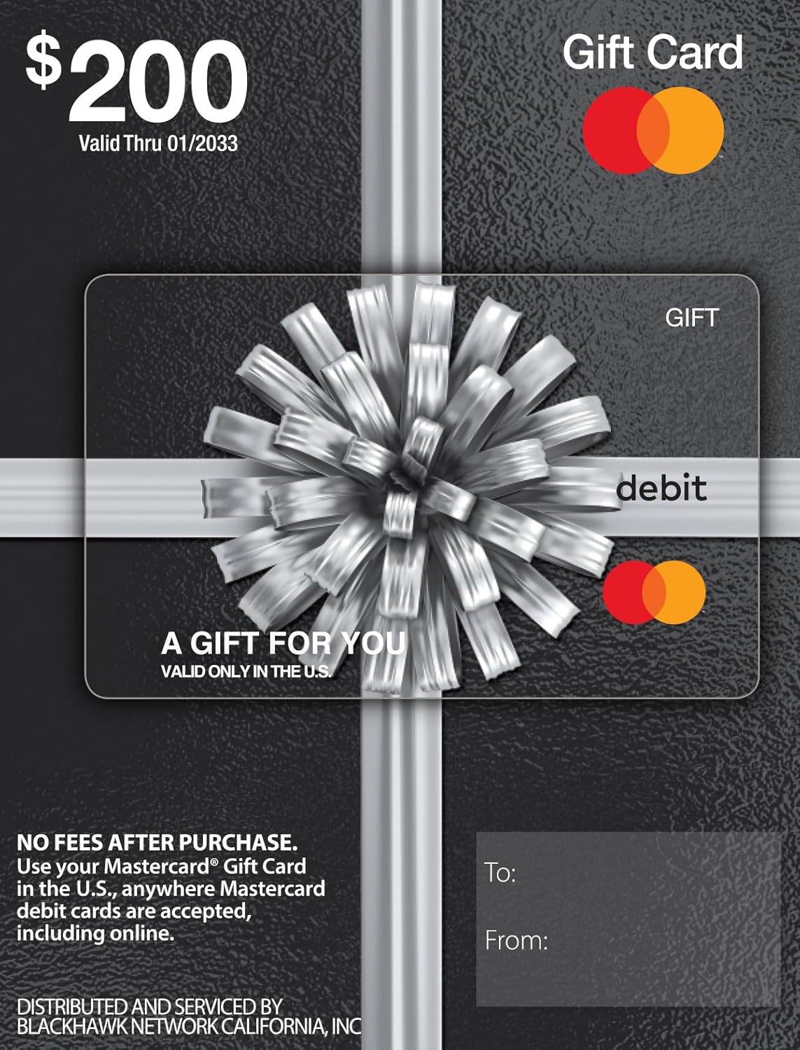 Mastercard Gift Card $200 - Non-Reloadable, No Expiration