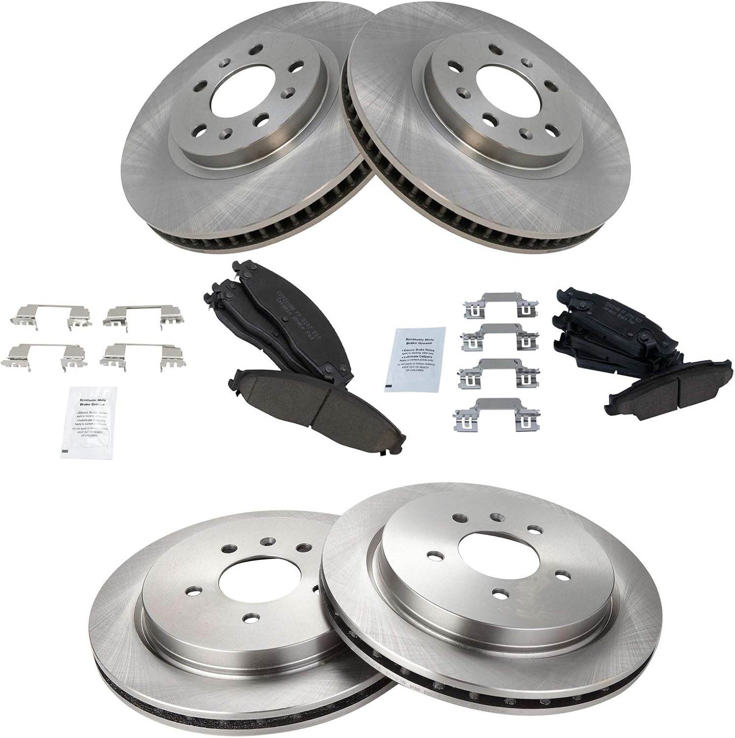 TRQ Front and Rear Brake Pad & Rotor Kit for Cadillac CTS